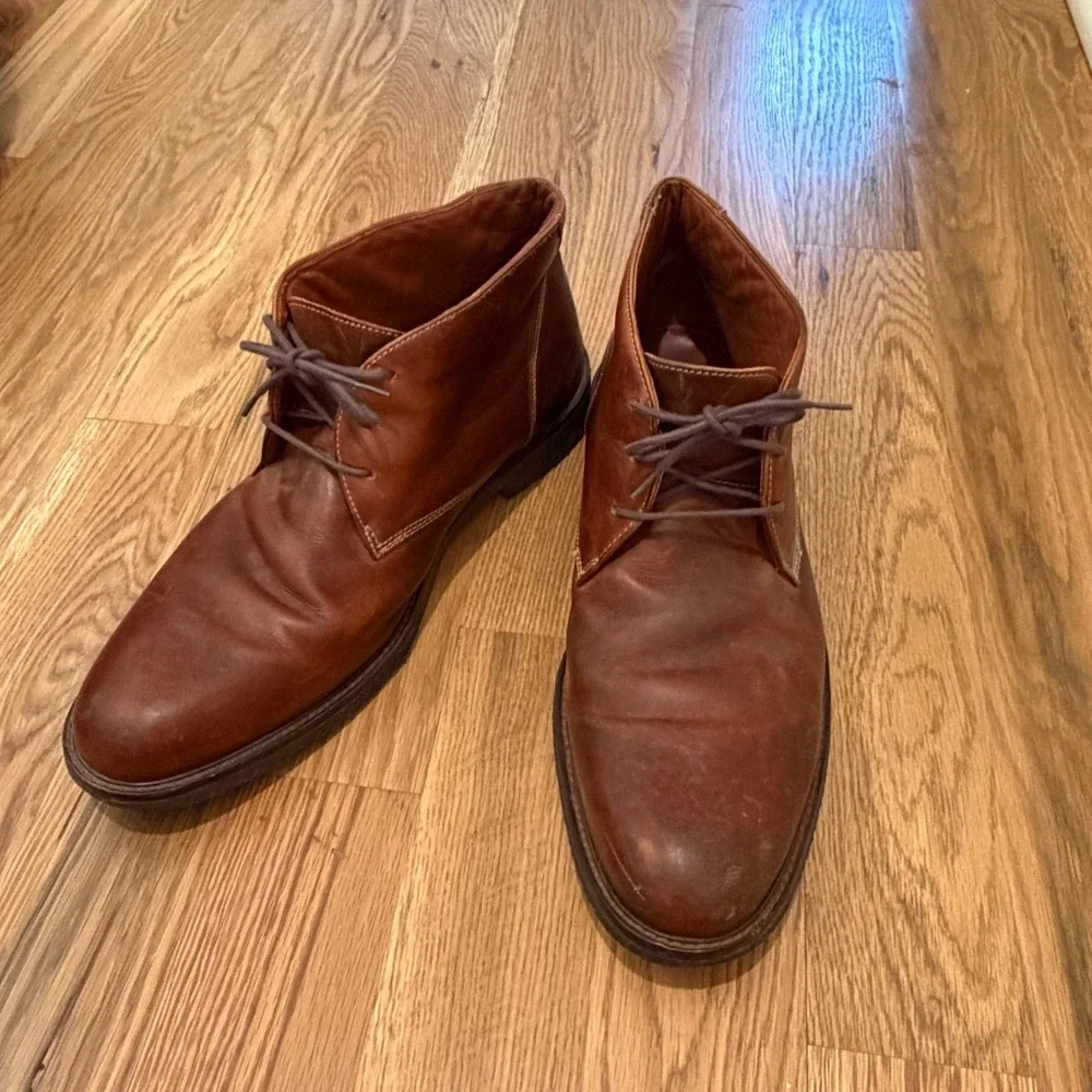 Johnston & Murphy Mens Tan Leather Chukka Boots Memory Foam 14M 25-2022